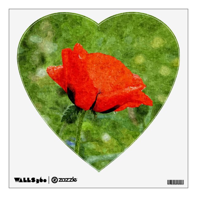 Red Poppy Wall Sticker (Front)