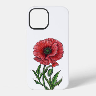 Red poppy, watercolor and ink iPhone 12 case