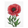 Red poppy, watercolor and ink photo print