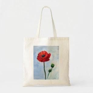 Red Poppy Watercolor Budget Tote