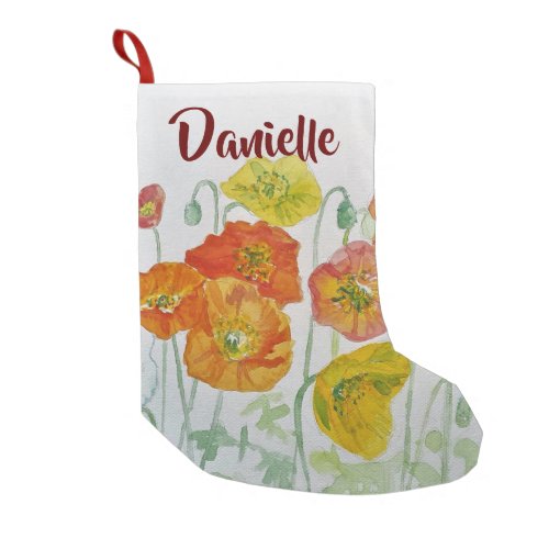 Red Poppy Watercolor Flowers Floral Name Stocking