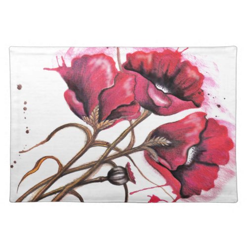 Red Poppy Watercolor Placemat