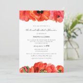 Red poppy watercolor Virtual Bridal shower Invitation (Standing Front)
