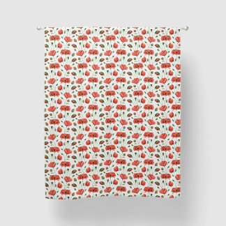 Red Poppy Watercolor Wildflower Blackout Curtain