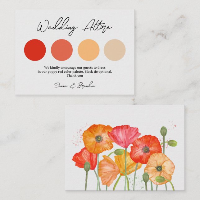 Red Poppy Wedding Attire 4 Color Palette Enclosure Card (Front/Back)
