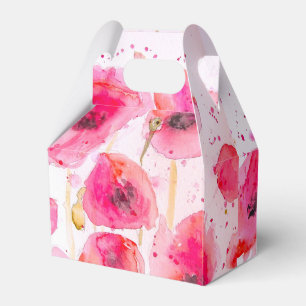Red Poppy Wedding Cake Favor Box Floral Flowers