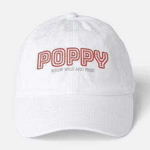 Red Poppy Wildflower Botanical Floral Gear Outline Hat