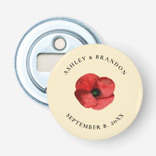 Red Poppy Wildflower Custom Wedding Favor Bottle Opener