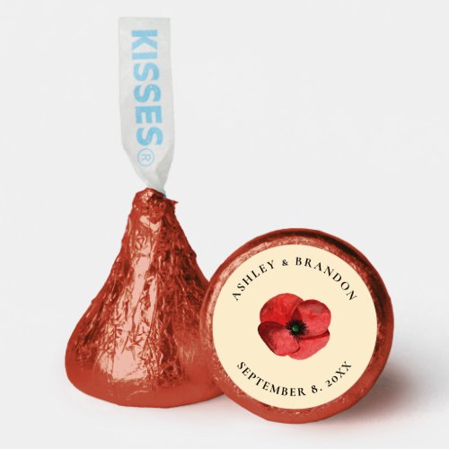 Red Poppy Wildflower Custom Wedding Hershey®'s Kisses®