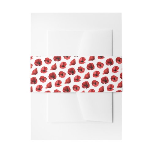 Red Poppy Wildflower Wedding Invitation Belly Band