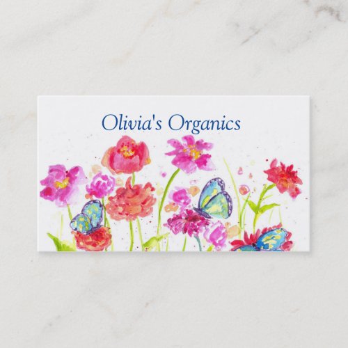 Red Poppy Wildflowers Butterflies Business Card