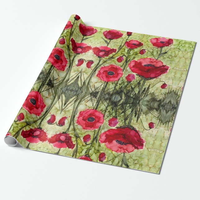 Red Poppy Wrapping Paper (Unrolled)