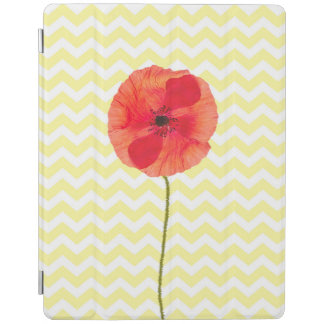 Red poppy yellow and white chevron pattern iPad smart cover