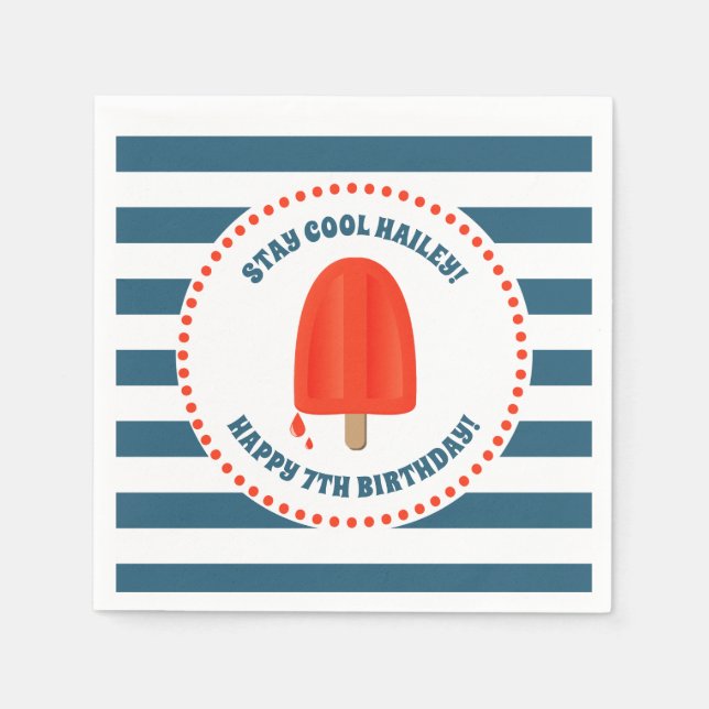 Red Popsicle Birthday Napkins (Front)
