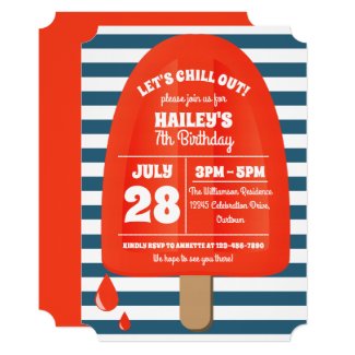Red Popsicle Birthday Party Invitation