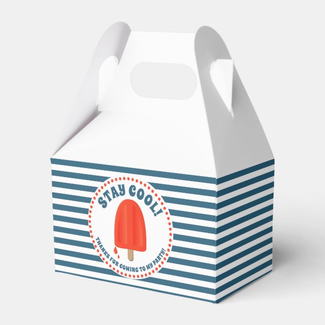 Red Popsicle Birthday Thank You Favor Boxes (Front Side)
