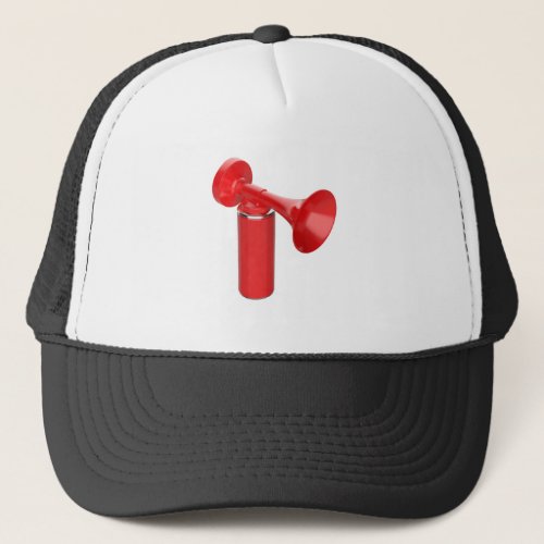 Red portable air horn trucker hat