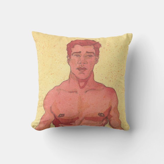 Red Portrait Throw Pillow (Front)