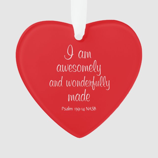 Red Positive Biblical Affirmation Heart Ornament (Front)