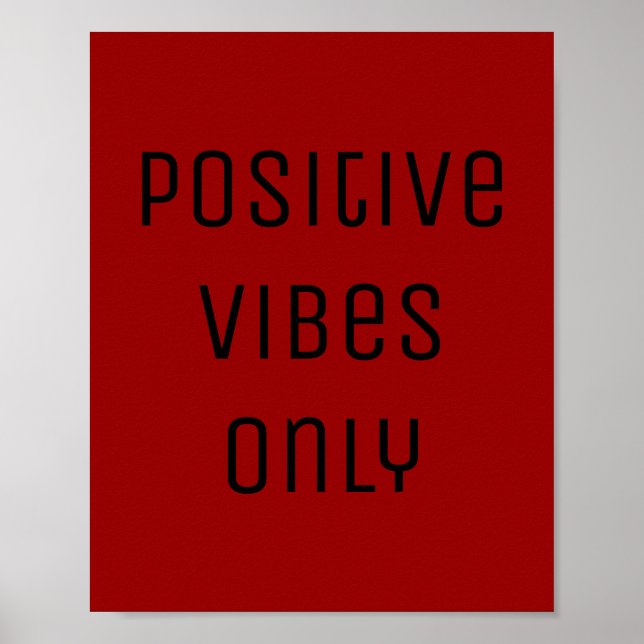 red positive vibes black encouragement affirmation poster (Front)