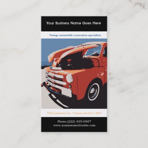 Red Posterized Style Restored Vintage Truck Business Cards