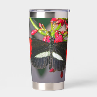 Red Postman Butterfly on Red Flowers Insulated Tumbler
