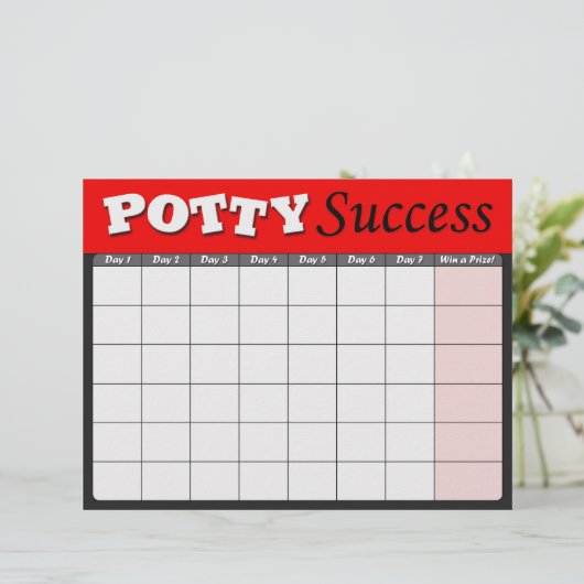 Red Potty Training Success Charts (Standing Front)