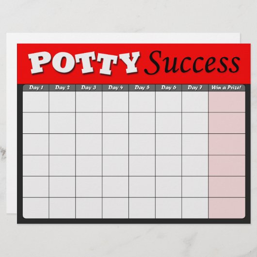 Red Potty Training Success Charts (Front/Back)