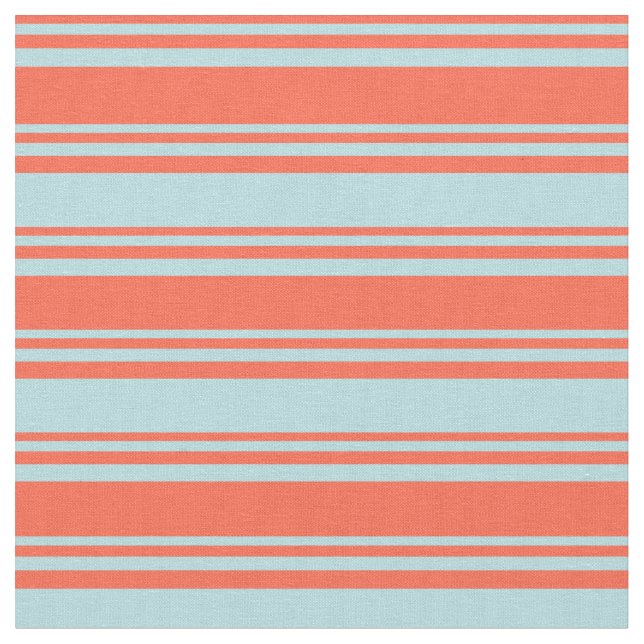 Red & Powder Blue Stripes/Lines Pattern Fabric (Close Up)