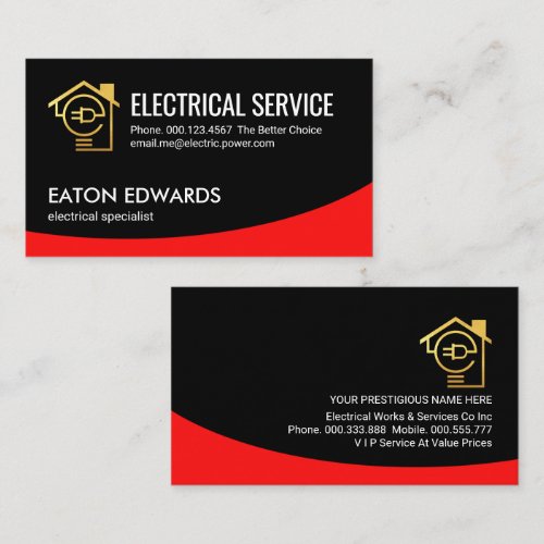 Red Power Curve Electrical Services Business Card