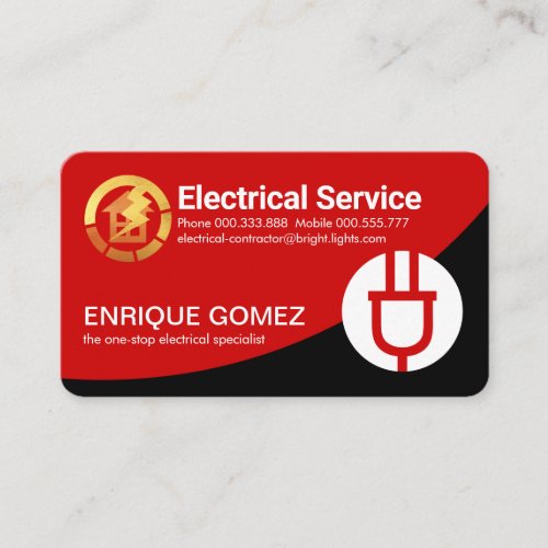Red Power Curve Gold Electric Gauge Business Card