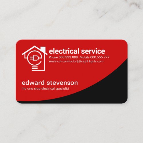 Red Power Curve Letter_e Bulb Home Business Card