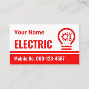 Red Power Lines Electrical Bulb Business Card