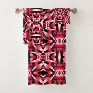 Red Power Perspective Color Gradient Filled Art Bath Towel Set