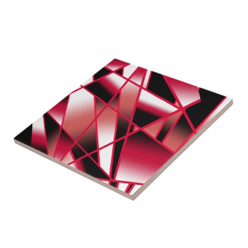 Red Power Perspective Gradient Color Filled Art Ceramic Tile