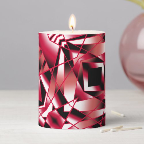 Red Power Perspective Gradient Color Filled Art Pillar Candle
