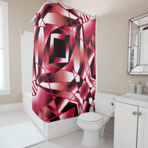 Red Power Perspective Gradient Color Filled Art Shower Curtain