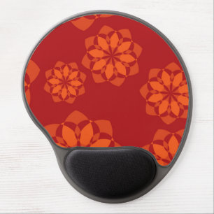 Red, prange, modern, cool flower abstraction gel mouse pad