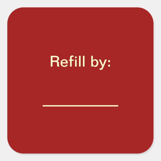 Red Prescription Bottle Refill Date Sticker (Front)