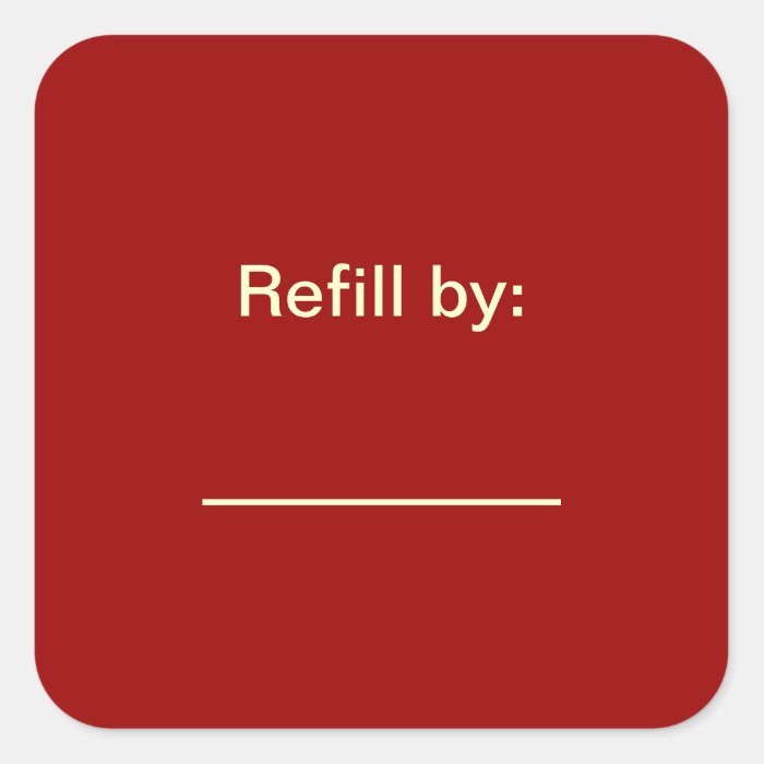 Red Prescription Bottle Refill Date Sticker