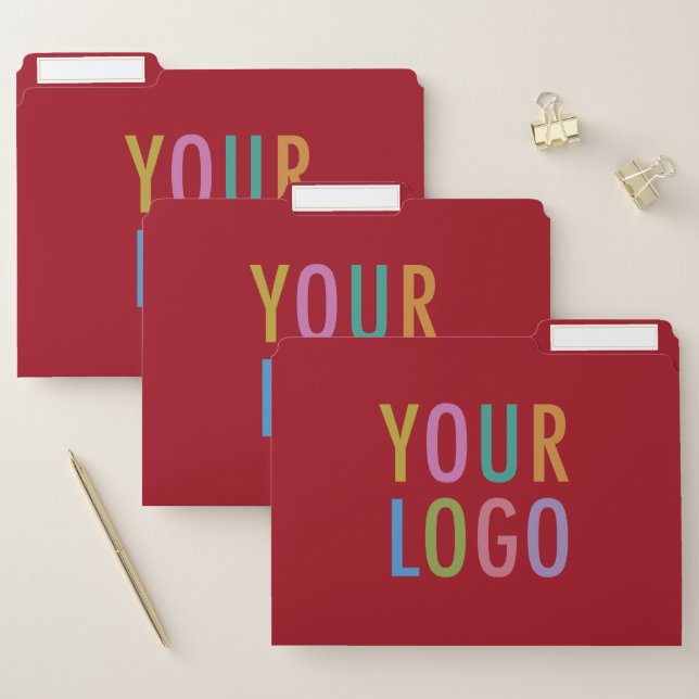 Red Presentation File Folders with Logo 3-Tab Set (Set)