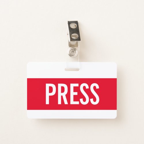 Red Press All Access Pass Horizontal ID Badge