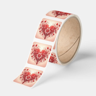 Red Pretty Heart Square Sticker