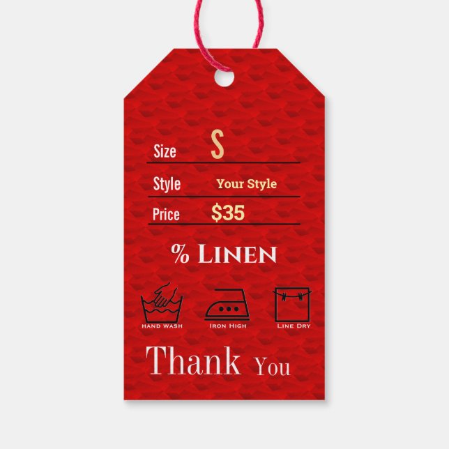 Red Price  Gift Tags (Back)