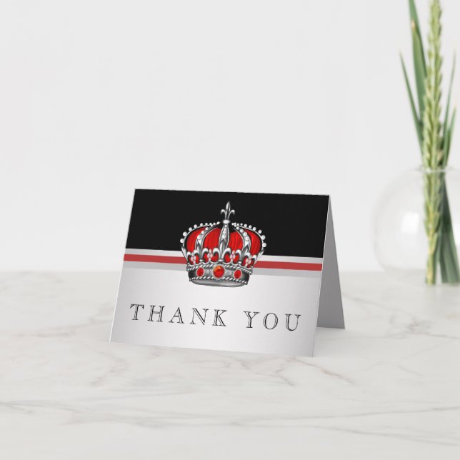 Red Prince Crown Thank You Cards (Front)