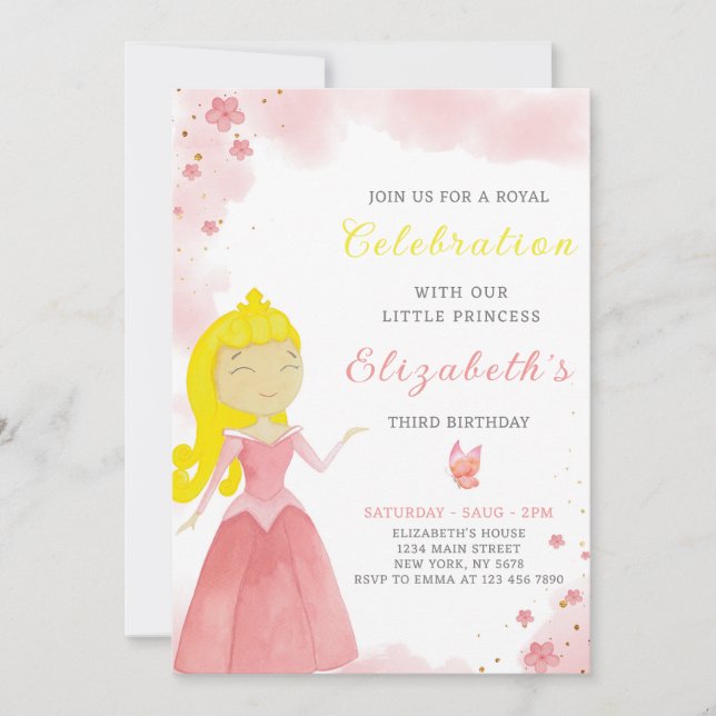 Red Princess Birthday Invitation (Front)