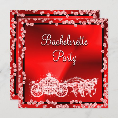 Red Princess Coach  Horses Bachelorette Party Invitation