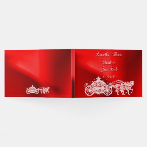 Red Princess Coach  Horses Sweet 16 Guest Book