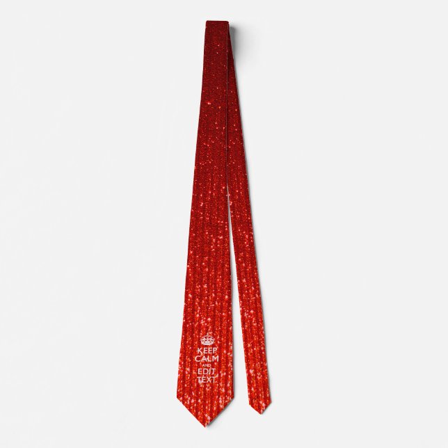 Red Print Personalize Your Keep Calm Gift Neck Tie (Front)