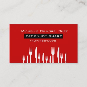Red Private Chef Catering Business Card by businessmailers at Zazzle